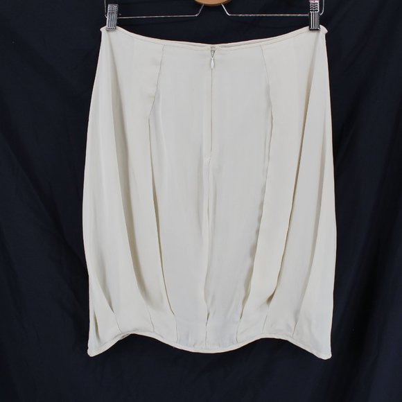 Gary Graham Cream 100% Silk Skirt Pleated Scalloped Hem Hand finished 30" waist - Picture 5 of 10